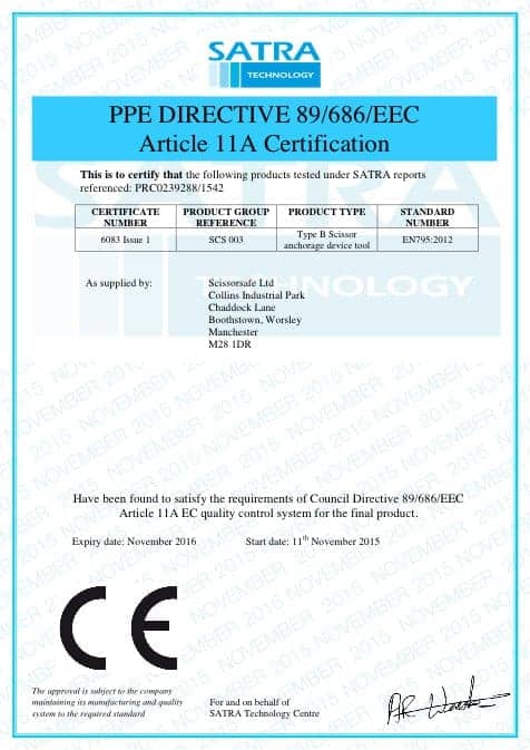 en795 certificate for fall, arrest devices