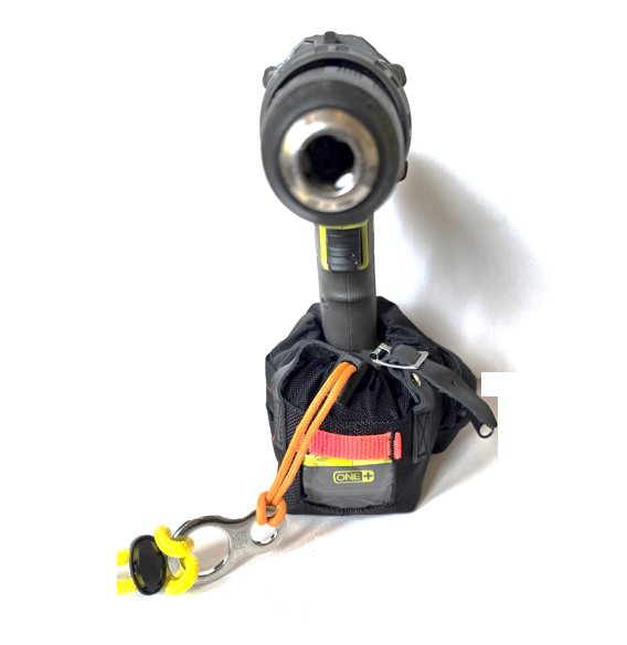 battery holder with tool lanyard